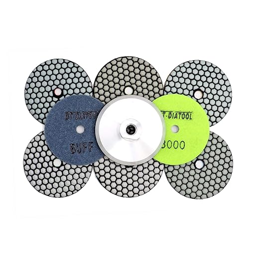 DT-DIATOOL Dry Diamond Polishing Pads 4 Inch for Granite Marble Quartz Stone Countertop Tiles Mixed Grits Plus Alu Backer