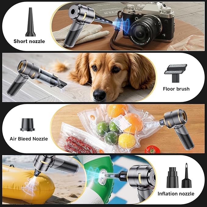 AQSFLA Car Vacuum Portable Cordless 22000PA High Power Handheld Mini Vacuum Cleaner Rechargeable Foldable with Brushless Motor Air Blower Duster Pump for Car Home Office Pet (Gray)