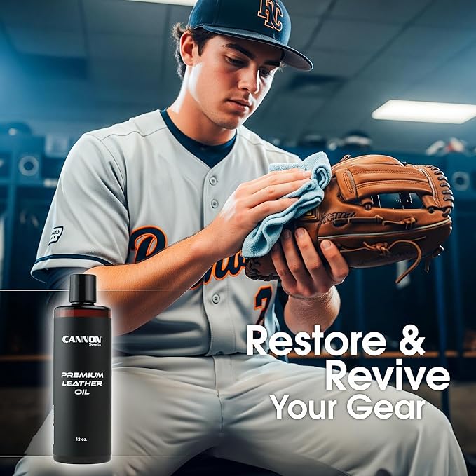 Cannon Sports Premium Baseball Glove Oil - Restores, Protects, Conditions, Softens, Waterproofs – All-Natural Ingredients - for Baseball Gloves, Softball Gloves, Other Leather Sports Gear & Much More