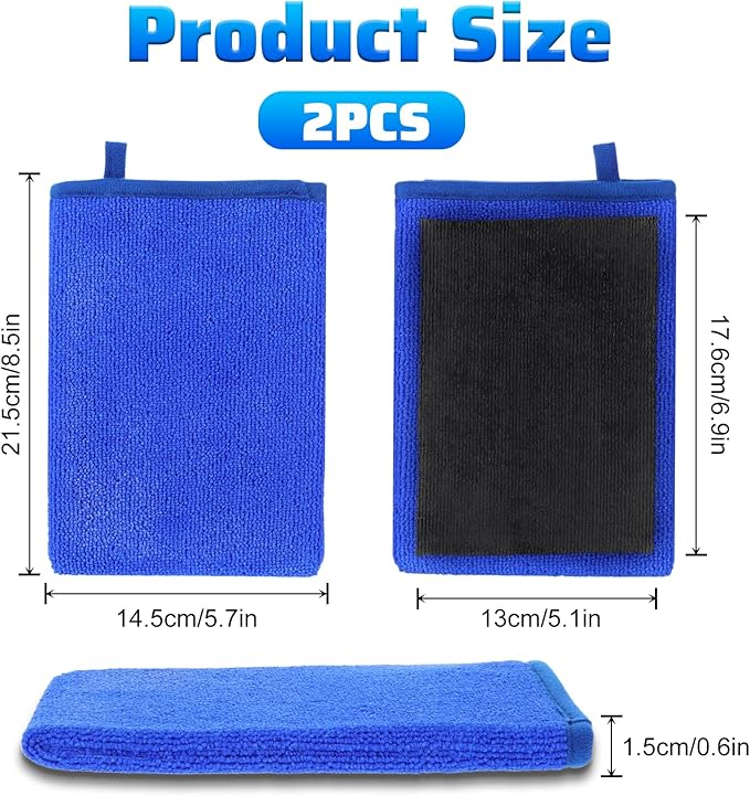 Quilax 2 Pack Clay Mitt, Fine Grade Alternative Microfiber Car Clay Mitt Auto Detailing, Clays Towel for Car Cleaning Detailing Polishing (Blue)