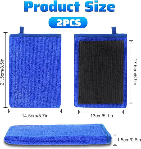 Quilax 2 Pack Clay Mitt, Fine Grade Alternative Microfiber Car Clay Mitt Auto Detailing, Clays Towel for Car Cleaning Detailing Polishing (Blue)