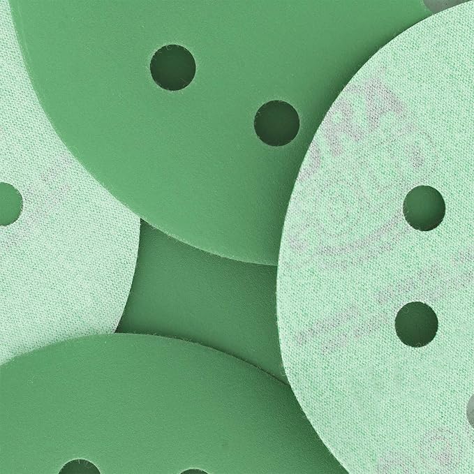 Dura-Gold Premium 1000 Grit 5" Green Film Sandpaper Discs, 8 Hole Pattern Dustless, 50 Discs - Hook & Loop Backing for Orbital DA Sander, Detailing Finishing Color Sanding Automotive Paint Woodworking