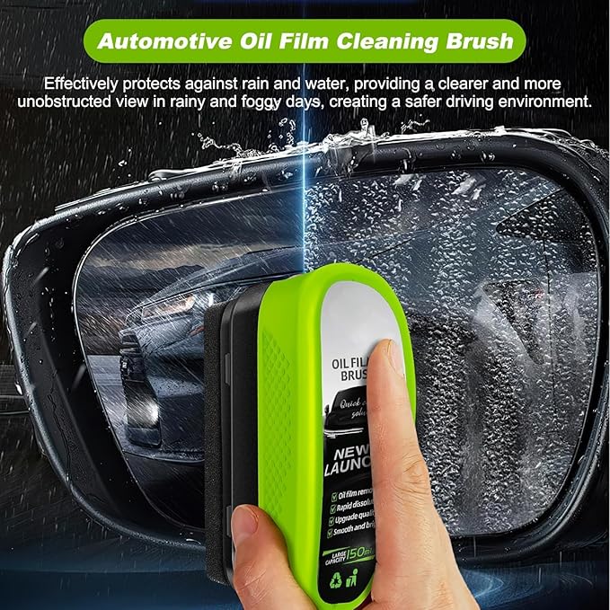 2 Pcs Automotive Oil Film Cleaning Brush, 2.0 Upgrade Clear Car Windshield Oil Film Remover Cleaning Brush for Car Window, Clear Cars Windshield Cleaner Tool, Prevents Rain and Fog