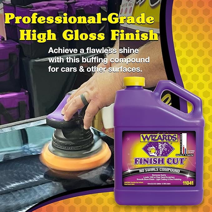 Wizards Finish Cut Compound - Levels Scratches and Brightens Dull Finishes with Smooth Show Finish - Non-Greasy and Water Based with Easy Clean-Up - Marine Compound and Finishing Material - 1 Gallon