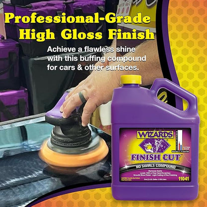 Wizards Finish Cut Compound - Levels Scratches and Brightens Dull Finishes with Smooth Show Finish - Non-Greasy and Water Based with Easy Clean-Up - Marine Compound and Finishing Material - 1 Gallon