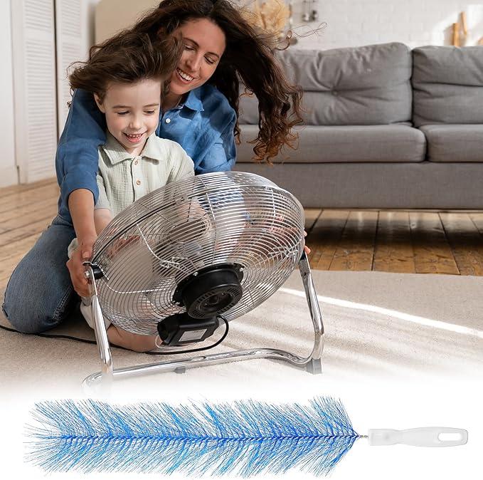 3 Pcs Bendable Fan Cleaning Brush Reusable Microfiber Washable Fan Cleaner Duster for Ceiling Fan Blades Air Conditioning Home Vents Shutters Car Interior (Blue)