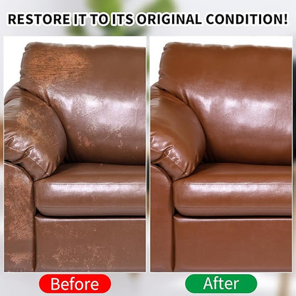 WEYSTOM Leather Recoloring Balm, 12oz Large Size Leather Dye, Color Restorer, Scratch Repair, Furniture & Couch Restorer Kit, Repair Kit for Furniture(Light Brown)