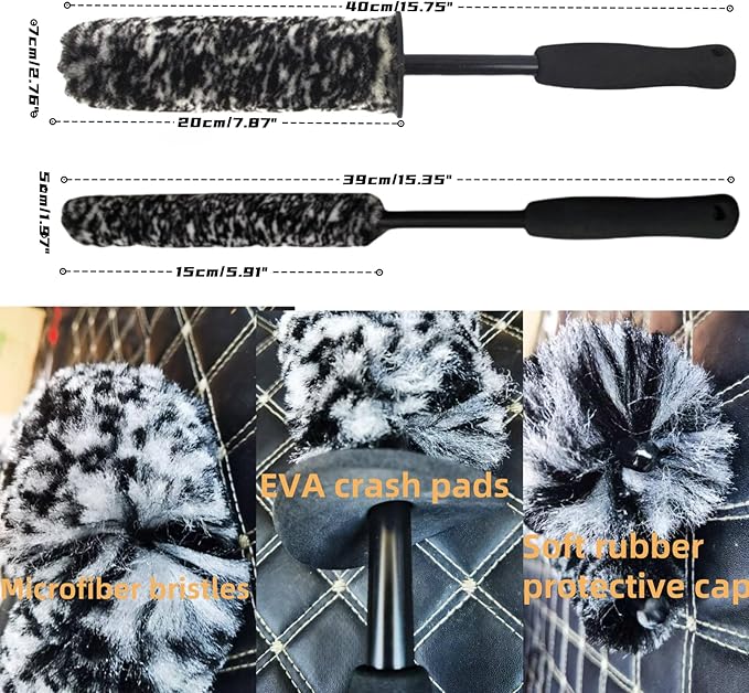 DEKADONS 4PCS Wheel Brush Kit for Cleaning Wheel and Tire, Wheel and Rim Brush, Car Detailing Brushes, 360 Degree Bendable & Durable Car Wheel Rim Cleaner Brush Set (Grey)