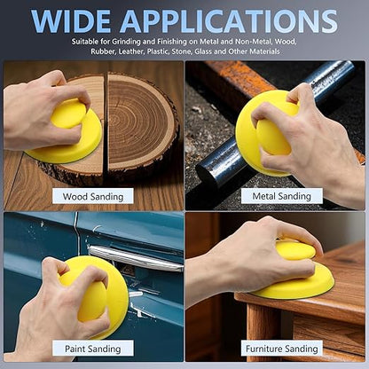 VIBRATITE 40 Pieces 5 Inch Sanding Discs, Wet Dry Sandpaper Sheets Assortment 80 to 7000 Grit Silicon Carbide Hook and Loop Round Sanding Paper with Handle Sanding Block for Wood Metal Automotive