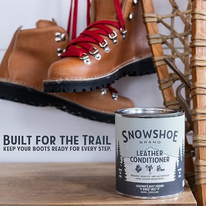 Snowshoe Leather Conditioner, Made in USA Since 1927 - Protect, Condition, Restore & Waterproof - Leather Conditioner for Furniture, Couch, Purses, Shoes, Boots, Gloves, Saddles (Quart)