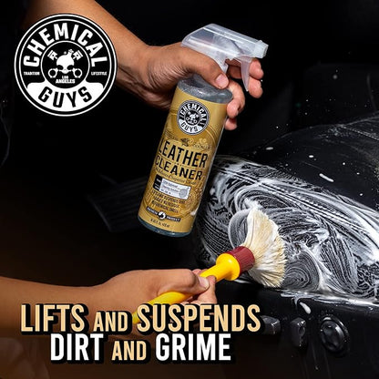 Chemical Guys Leather Cleaner & Leather Serum Kit for Car Interiors, Furniture, Apparel, Shoes, Boots, and More (Works on Natural, Synthetic, Pleather, Faux Leather and More), 16 fl oz - 2 Items