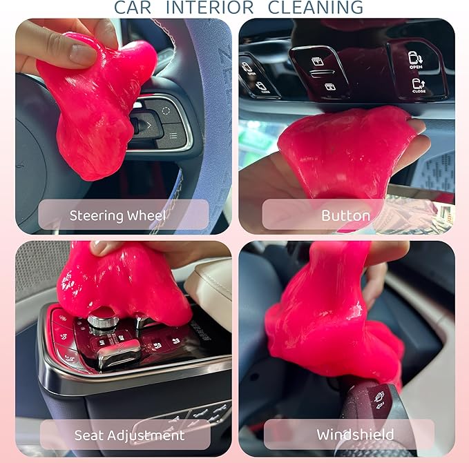 CR CHRWLIN Car Cleaning Gel Putty Car Interior Cleaner Slime Auto Detailing Tools Universal Dust Removal Cleaning Kit for Car Accessories Vents 3C Office Scented 1Pack Rose