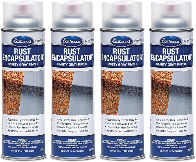 Eastwood Gray Rust Encapsulator 15 oz Aerosol Prevents Rust Corrosion Epoxy Fortified Low VOC Formula | 4 Pack