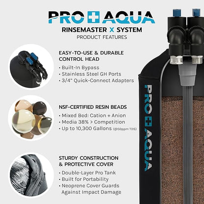 PRO+AQUA RinseMaster X | Spotless 10,300 Gallon Deionizer Spot-Free System for Car Wash, Manufacturing Washing, High Capacity Spotless Water for Factory Use