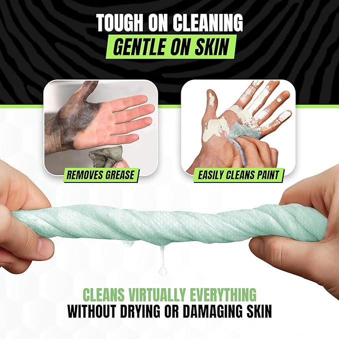 Grip Clean Heavy Duty Hand & Tool Cleaning Wipes – Waterless Hand Cleaner for Mechanics, Garage & Shop Use – Dual-Sided Grease, Oil & Paint Remover Wipes with Citrus Scent - 30ct (6 Pack)