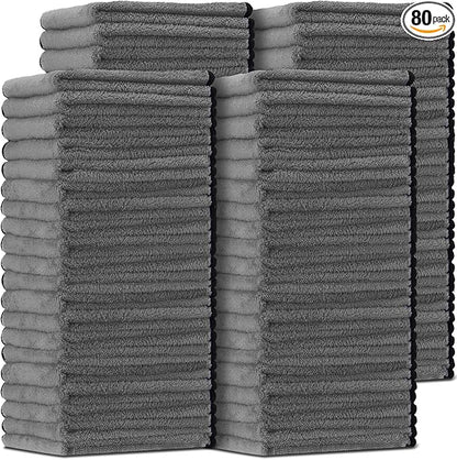 Tallew 80 Pcs Microfiber Towels 16 Inch x 16 Inch Microfiber Cloth Car Drying Towels for Cars Washing Polishing Office Windows Cleaning Household Supplies (Gray)
