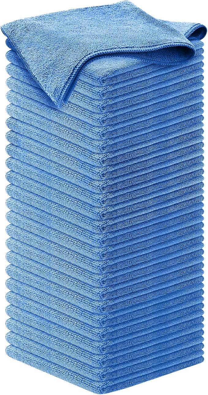 USANOOKS Microfiber Cleaning Cloth - 1200 Washes, Ultra Absorbent Towels Grip Root Weave Grime - 50pack - Blue