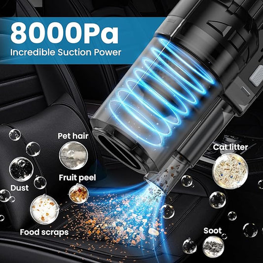 NIKCOSMK Car Cleaning Kit, Car Detailing Kit with Car Vacuum 8000PA High Suction, Car Interior Cleaning Supplies with Detailing Brushes, Windshield Cleaner Tool, Car Accessories for Men & Women