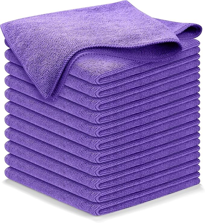 USANOOKS Microfiber Cleaning Cloth - 1200 Washes, Ultra Absorbent Towels Grip Root Weave Grime - 12pack - Purple