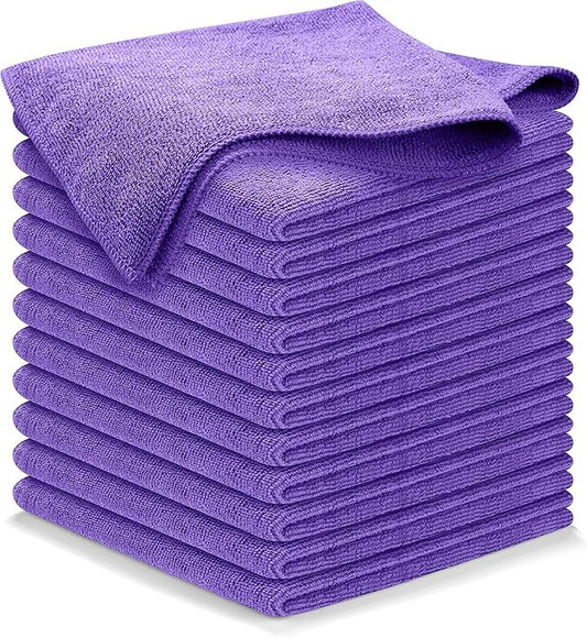 USANOOKS Microfiber Cleaning Cloth - 1200 Washes, Ultra Absorbent Towels Grip Root Weave Grime - 12pack - Purple