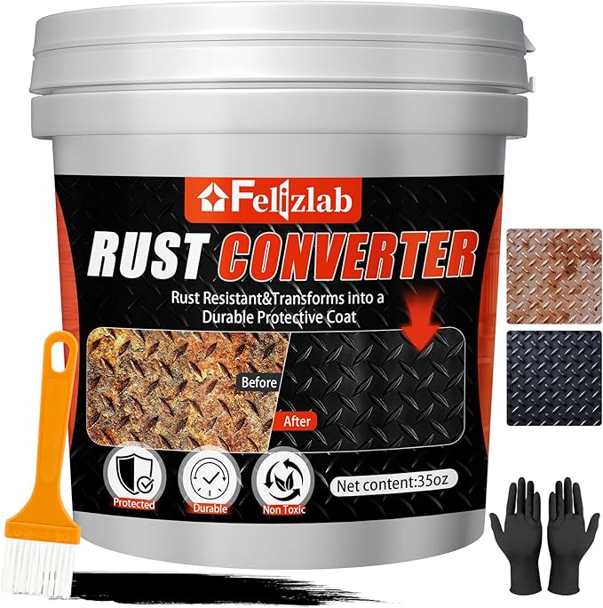 2-in-1 Rust Converter & Metal Primer, 35 Floz Automotive Rust Remover Paint for Metal,UV Resistant Anti Rust Reformer& Inhibitor, Long-Lasting Heat Resistance Coating,Industrial Grade Water Based
