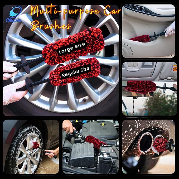Large Microfiber Wheel Brush for SUVs, RVs & Trucks | Soft Non-Metallic Rim Cleaner Brush with Premium Microfiber Wool | Non-Metallic Wheel Cleaner Brush for Large Size Rim