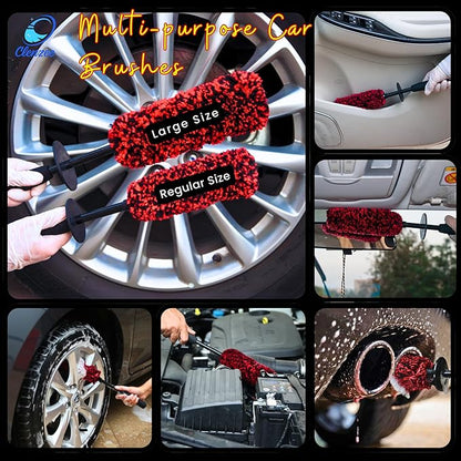 Large Microfiber Wheel Brush for SUVs, RVs & Trucks | Soft Non-Metallic Rim Cleaner Brush with Premium Microfiber Wool | Non-Metallic Wheel Cleaner Brush for Large Size Rim