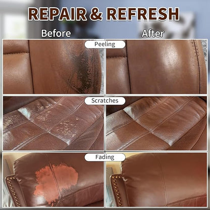 BSCPAM Medium Brown Leather Recoloring Balm with 100ml Mink Oil,Leather Couch Scratch Remover,Leather Repair kit for Vinyl Furniture and Car Interior,Leather Dye Paint,Mink Oil for Leather