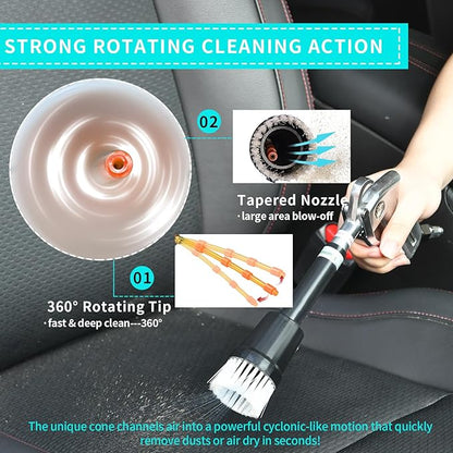 GOCCIDA High Pressure Tornado Dry Car Cleaning Gun Detailing Air Tool Air Blow Gun for Car Detailing Car Duster High Pressure Interior Cleaner Car Interior Detailing Kit with Brush Nozzle