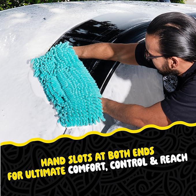 Chemical Guys Grip & Glide 2-Handed Wash Mitt XL Wash Mitt - Extra Large Chenille Microfiber Car Wash Mitt for Scratch-Free Cleaning - Holds More Suds, Traps Particles Safely - Comfortable Cuff