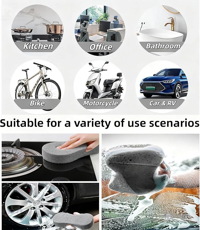 Bug Splatter Scrubber Pad for Cleaning Car Surfaces, Car Wash Sponge for RV, Car, Aircraft, Safe on Paint, 8.7x4.3x1.8 in (6-Pack)