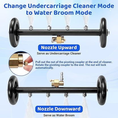 Tool Daily Undercarriage Pressure Washer Attachment 16 Inch, Dual-Function Undercarriage Cleaner with 1-Liter Foam Cannon, Under Car Wash Water Broom with 3 Pieces Extension Wand, 3600 PSI