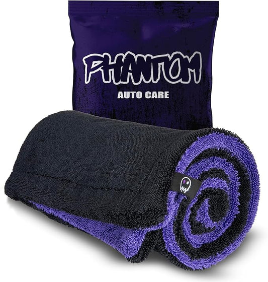 Phantom Drying Towel - 1600 GSM, Large 24" x 36", Ultra-Absorbent Twisted Loop Microfiber, Premium Quality for Cars, Trucks & Multi-Purpose Use