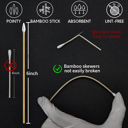 PINGMIC Gun Cleaning Supplies - Gun Cleaning Patches and Long Cotton Swabs Set, 6" Cotton Swabs, Lint Free Cloth Fit Most Caliber Firearms