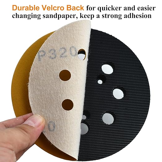 Aiyard 5-Inch 8-Hole Hook and Loop Sanding Discs 320-Grit Random Orbit Sandpaper, 100-Pack