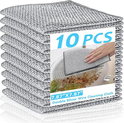 Sunyuneey Non-Scratch Metal Wire Dishcloth, Quick Cleaning Without Leaving Marks, Easily removes Stubborn Stains, Suitable for Various Surfaces, Metal Wire Dishcloth Cleaning Power (10)
