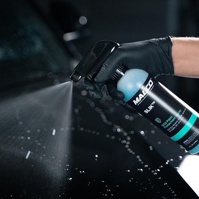 Malco SLIK SiO2 Paint Protection Spray with Microfiber Towel – Rejuvenates and Protects Vehicle Exterior Finishes/Shine, Protect, and Beautify Your Vehicle/Deep Shine on All Surfaces / 16oz (264016)