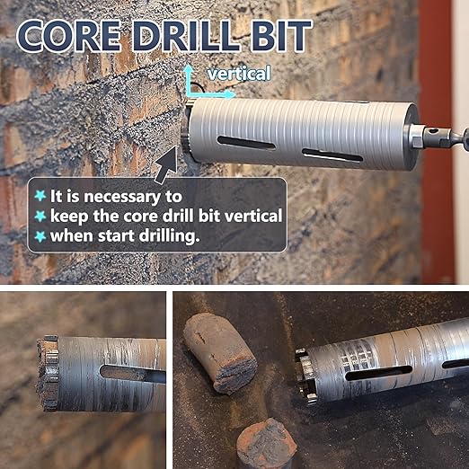 3-1/2 inch Diamond Dry Core Drill Bit, 10" Drilling Depth, 5/8"-11 Thread Core Drill Bit for Concrete Masonry Brick Block, Includes 3 Adapters SDS Plus, SDS Max and Hex (3-1/2 inch)