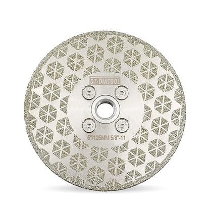 DT-DIATOOL Diamond Blade 5" x 5/8" Thread Flange - Single Side Electroplated Diamond Cutting and Grinding Disc for Granite Marble Natural Stone Tiles