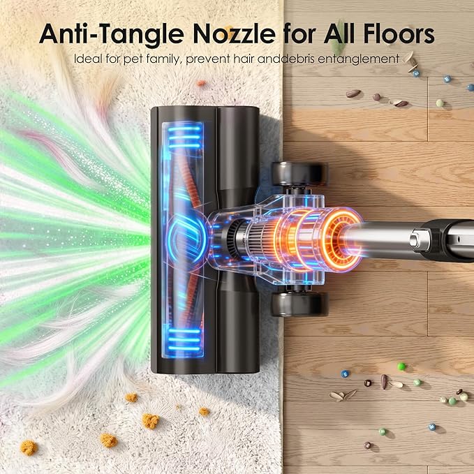 DlandHome Cordless Vacuum Cleaner, Portable Rechargeable Stick Vacuum with Auto-Empty System, Up to 45 Minutes, 2.5L Dust Cup, LED Headlights, 35KPA Powerful Suction for Home Pet Hair Carpets
