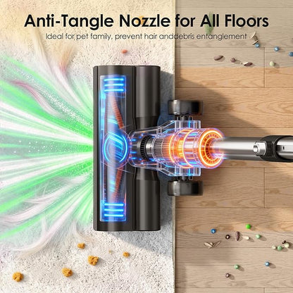DlandHome Cordless Vacuum Cleaner, Portable Rechargeable Stick Vacuum with Auto-Empty System, Up to 45 Minutes, 2.5L Dust Cup, LED Headlights, 35KPA Powerful Suction for Home Pet Hair Carpets