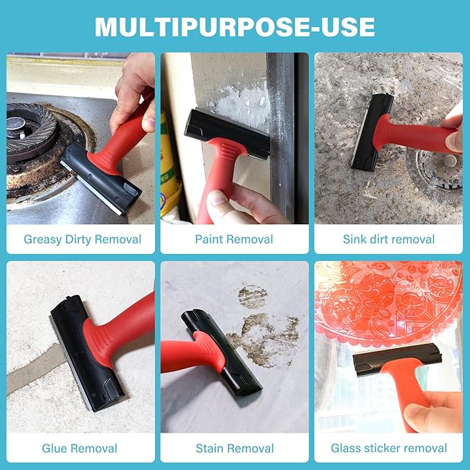 Gomake 4 Inch Razor Blade Scraper Tool Razor Scraper with Extra Razor Blades Cleaning Scraper Remover for Removal Floor Stove Scraping Labels and Decals Sticker on Car Window Glass (W81)