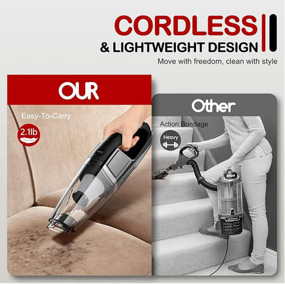 BSRCO Handheld Vacuum Cordless, Rechargeable 8000PA, Car Vacuum Portable Cordless, Hand Vacuum Rechargeable, 3 in 1, Lightweight, Hand Held Vacuum Cleaner for Car Home Office, Pet Hair