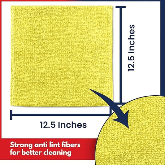 USANOOKS Microfiber Cleaning Cloth Yellow - 100 Pcs 12.5"x12.5" - High Performance - 1200 Washes, Ultra Absorbent Towels Weave Grime & Liquid for Streak-Free Mirror Shine - Car Washing Cloth