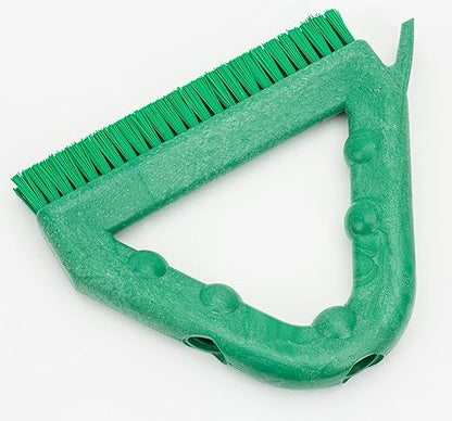 SPARTA Plastic Commercial Grout Brush, Triangle-Shaped Scrub Brush with Scraper and Two Threaded Holes for Attaching Handle (Sold Separately), 9 x 7 x 7 Inches, Green
