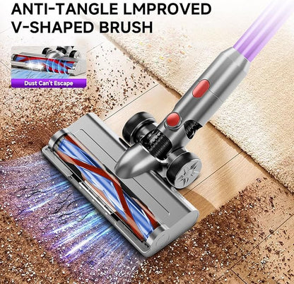 Vaconly Cordless Vacuum Cleaner, 8 in 1 40Kpa 55Mins,Lightweight Vacuum Cleaners for Home, Stick Vacuum with Anti-Tangle Brush,Wall Mount, Rechargeable Cordless Vacuum for Floor/Sofa/Pet Hair,Purple