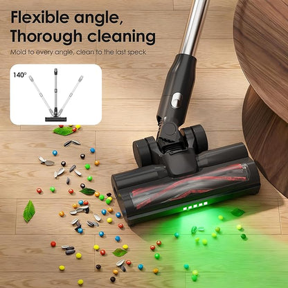 DlandHome Cordless Vacuum Cleaner, Portable Rechargeable Stick Vacuum with Auto-Empty System, Up to 45 Minutes, 2.5L Dust Cup, LED Headlights, 35KPA Powerful Suction for Home Pet Hair Carpets