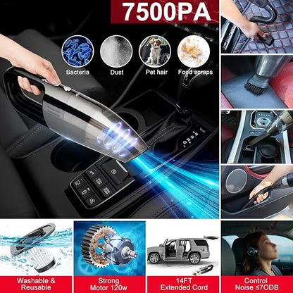 GPUSFAK 47Pcs Car Wash Cleaning Kit with High Power Handheld Vacuum Windshield Cleaning Tool with Side Mirror Squeegee Bucket Detailing Brushes Tire Brush Towels Complete Detailing Set for Car
