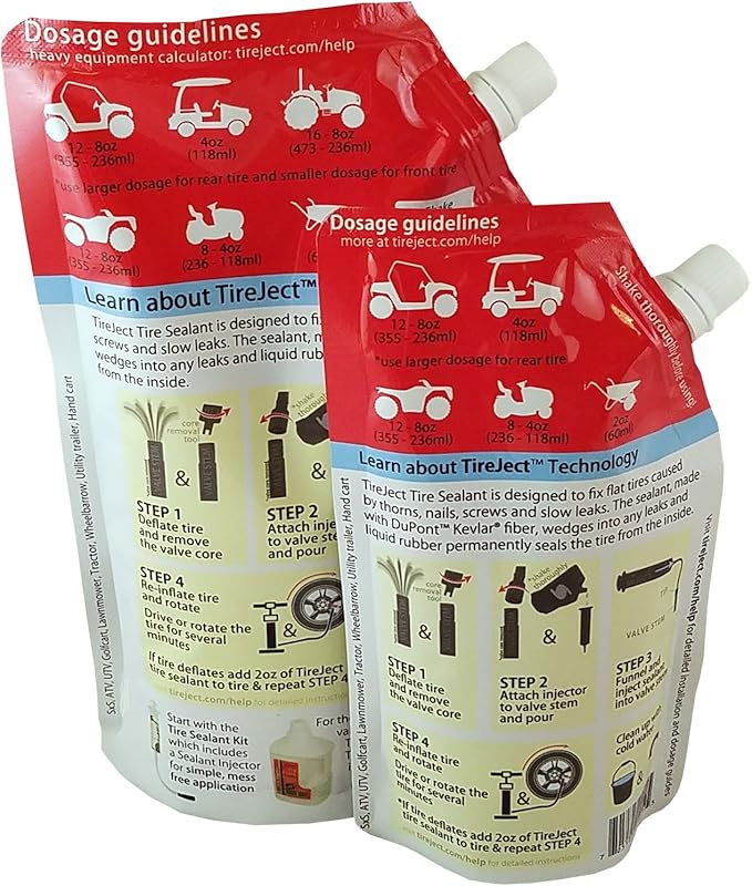 TireJect Off-Road Tire Sealant Refill (20oz Pouch) - Flat Tire Repair - Fix & Prevent Flat Tires - ATV UTV SxS Lawn Mower Golf Cart Tractor