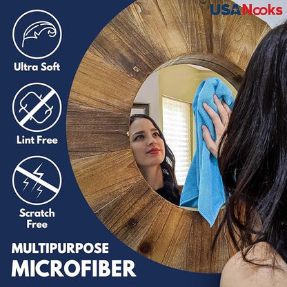 USANOOKS Microfiber Cleaning Cloth Grey - 12 Pcs (12.5"x12.5") - High Performance - 1200 Washes, Ultra Absorbent Microfiber Towel Weave Grime & Liquid for Streak-Free Mirror Shine - Car Washing Cloth